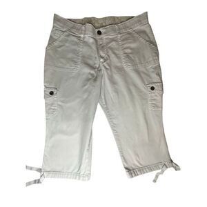 Lee Women's White Comfort Waistband Low Rise Cargo Capri Pants Size Medium